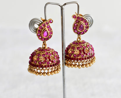 Antique gold tone kemp mango peacock jhumkka dj-51871