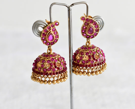 Antique gold tone kemp mango peacock jhumkka dj-51871