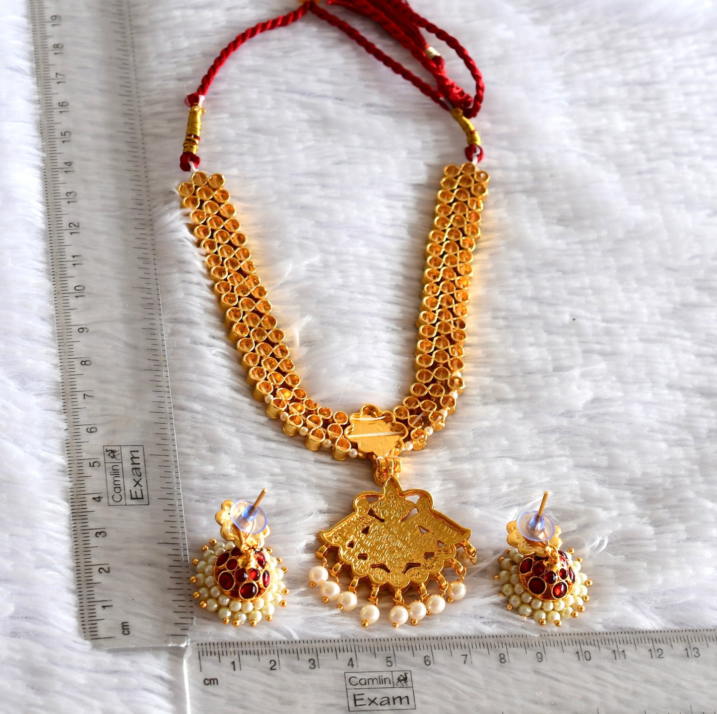 Gold tone kemp-green necklace set dj-52352