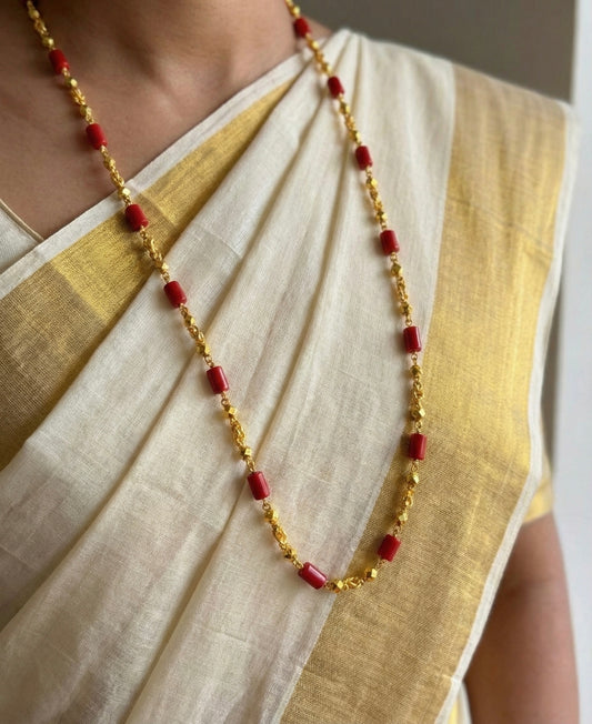 Gold tone Coral Beaded Chain DJ21267