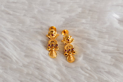 Gold tone pink kerala style Lakshmi haar combo set dj-51993