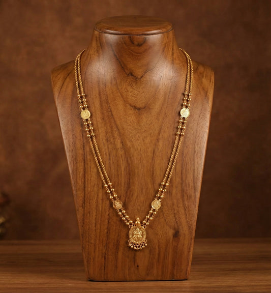 Gold tone 22 inches Lakshmi coin chain dj-51836