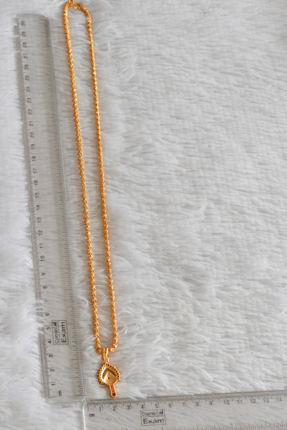 Gold tone 24 inches chain with pink-white stone vel pendant dj-51902