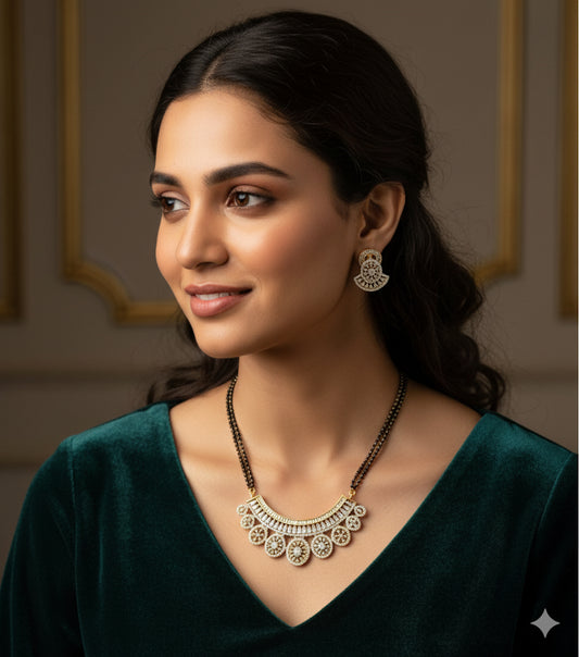 Two tone cz white stone 18 inches mangalsutra set dj-52063