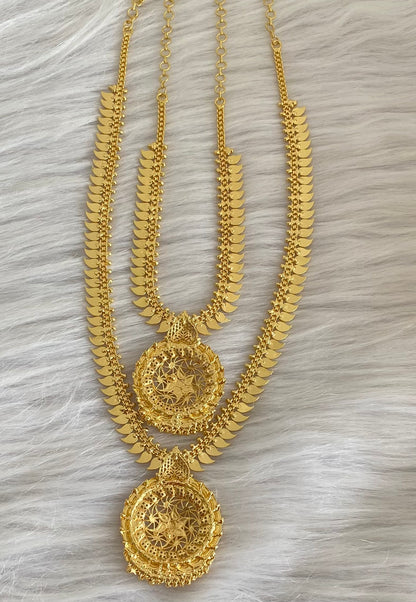 Gold tone ruby stone mango flower combo set dj-54290