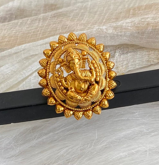 Matte finish ganesha finger ring dj-54324
