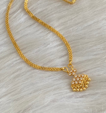 Gold tone 18 inches chain with white stone pathakkam pendant dj-54905