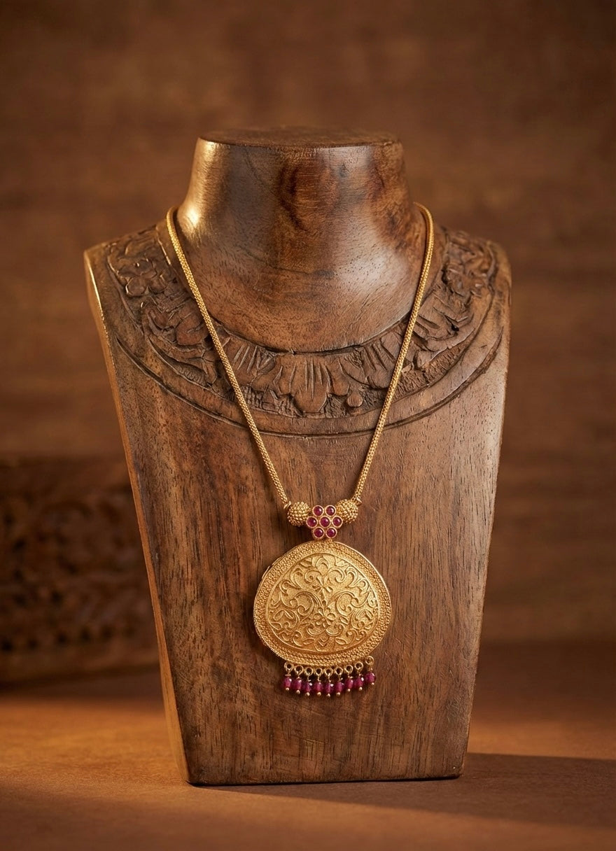 Gold tone pink stone flower kodi necklace dj-51687