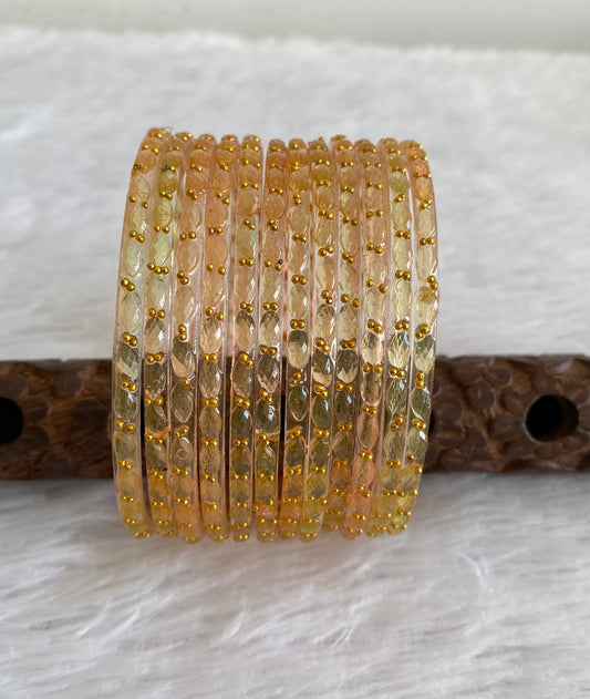 Set of 12 light brown glass bangles(2.4) dj-52845