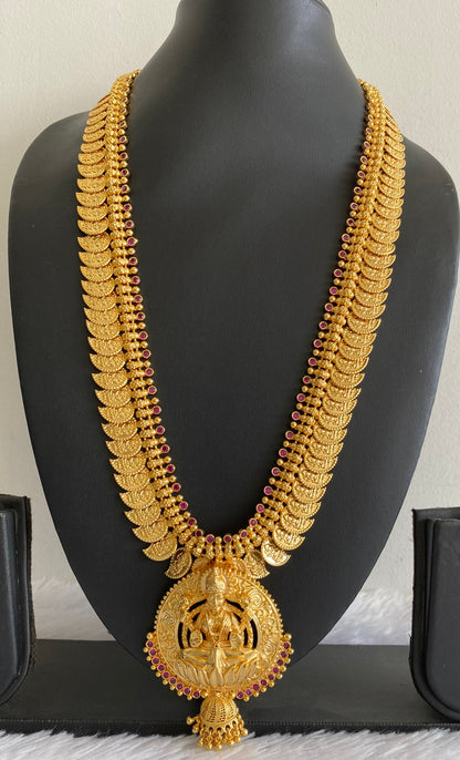Gold tone pink stone lakshmi mango haar dj-53160