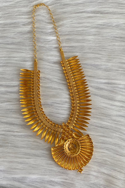 Gold tone kerala style mulla mottu lakshmi necklace dj-54140