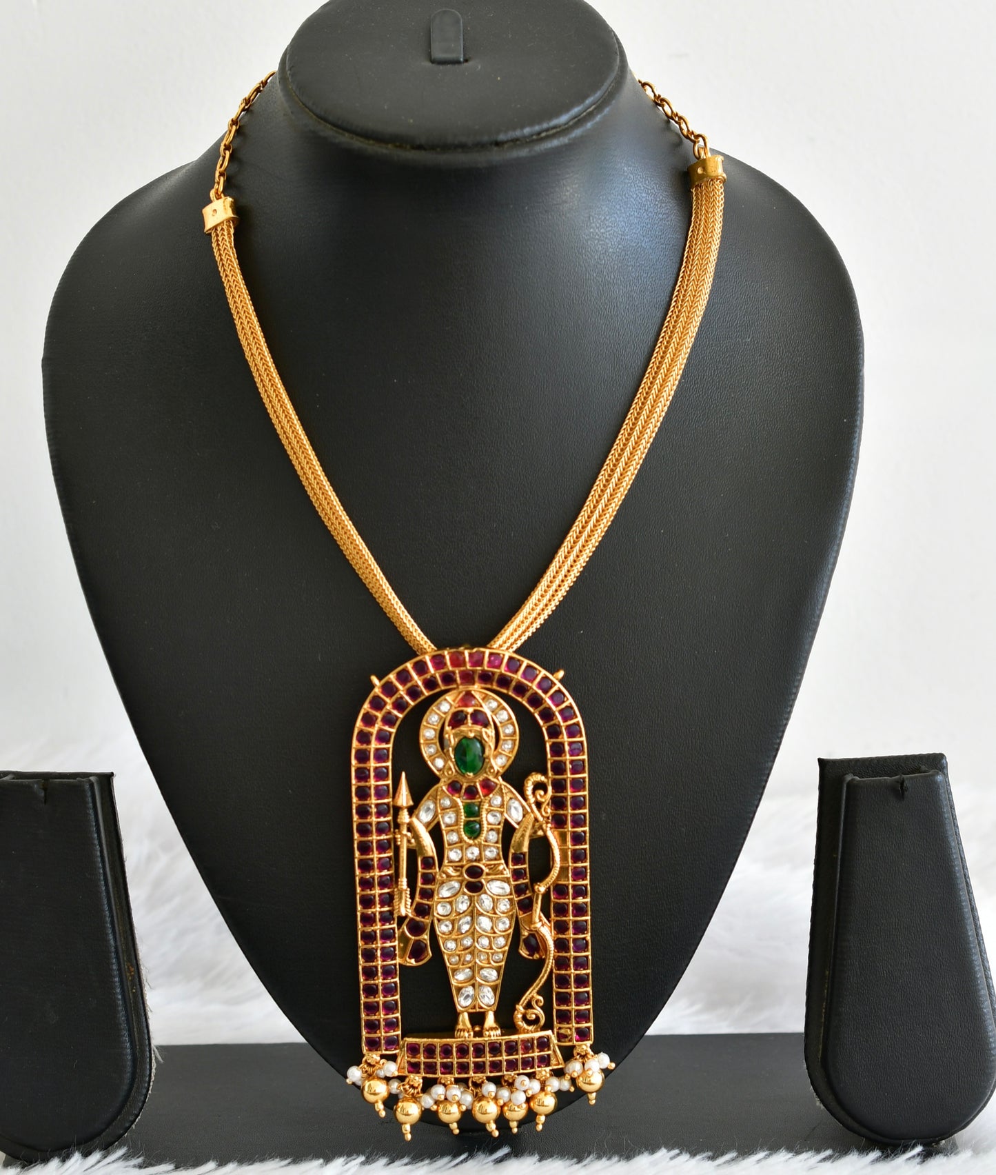 Matte finish kemp-green-white big Ramlalla pendant necklace dj-51810