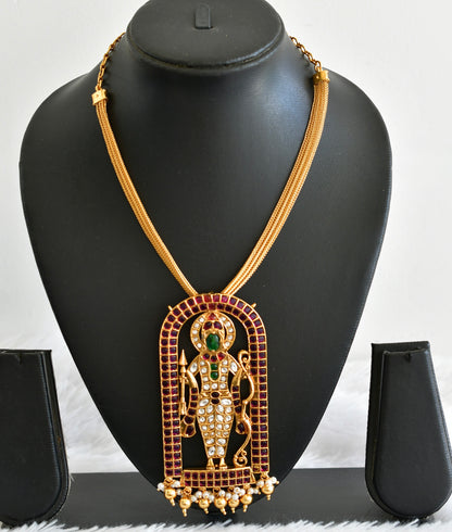 Matte finish kemp-green-white big Ramlalla pendant necklace dj-51810