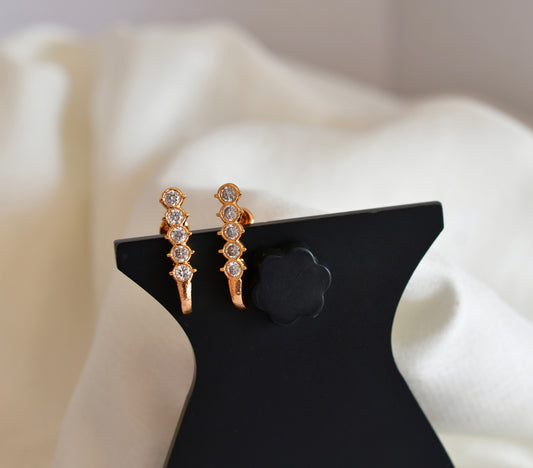 Gold tone AD white stone stud/earrings dj-52777