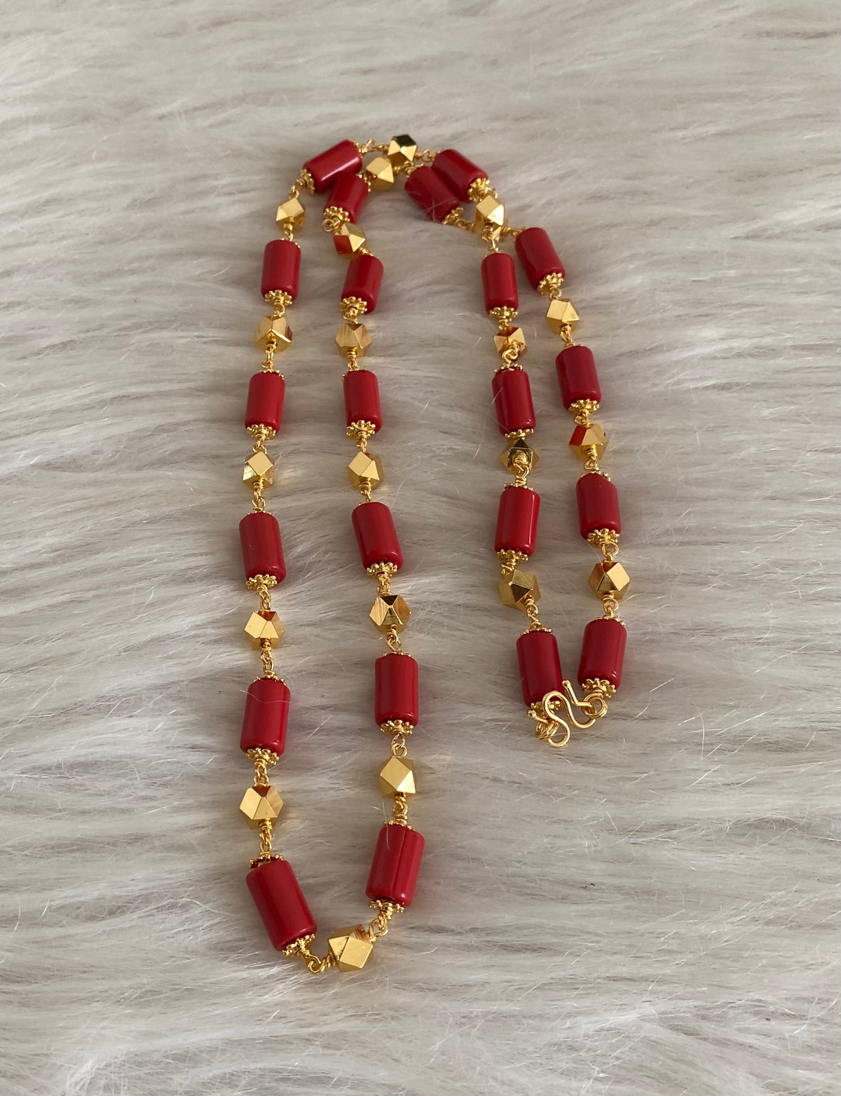 Gold tone coral-gold beaded chain dj-54978