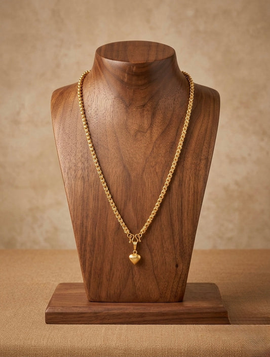 Gold tone heart pendant with chain dj-52914