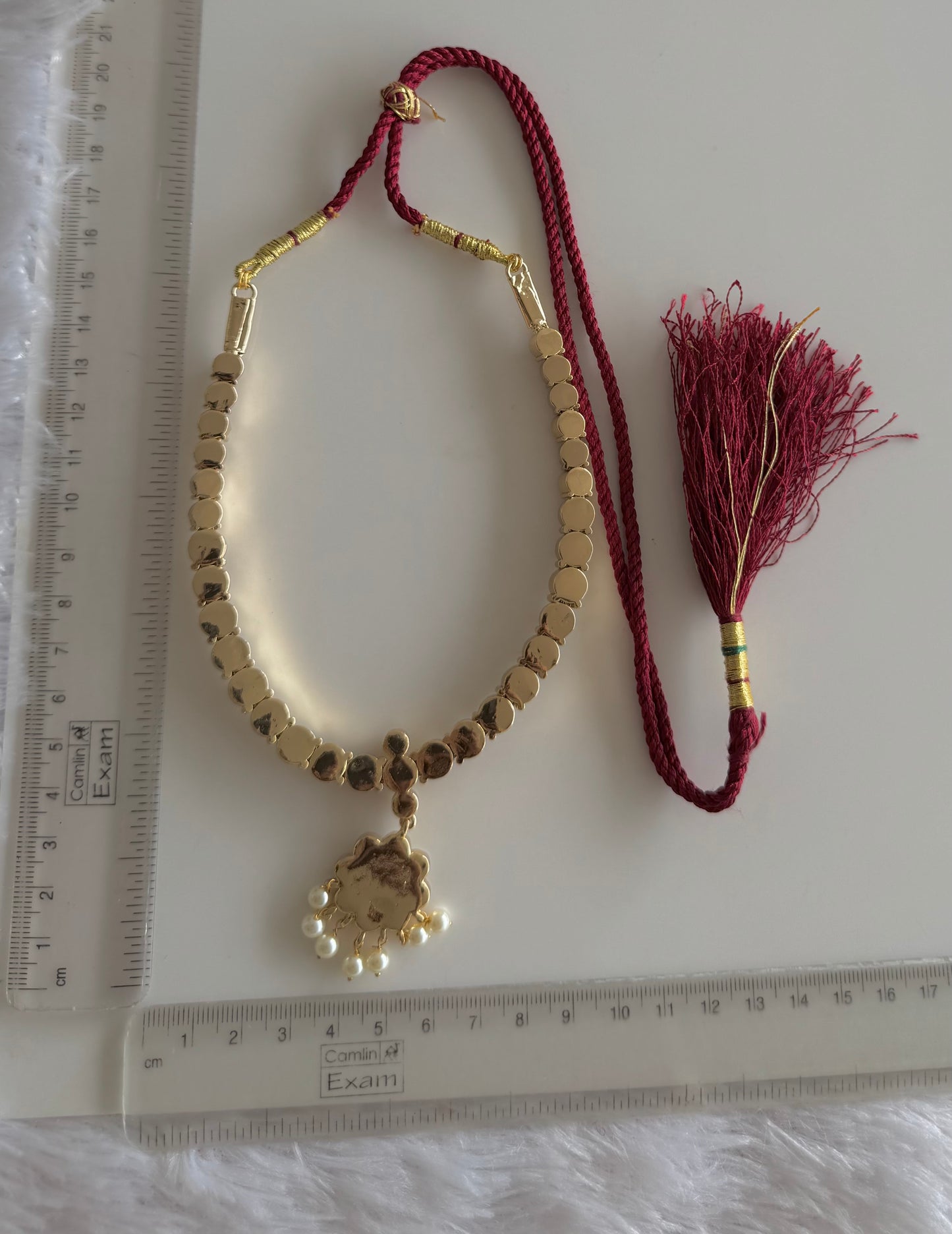 Gold tone AD white stone attigai/necklace dj-51454