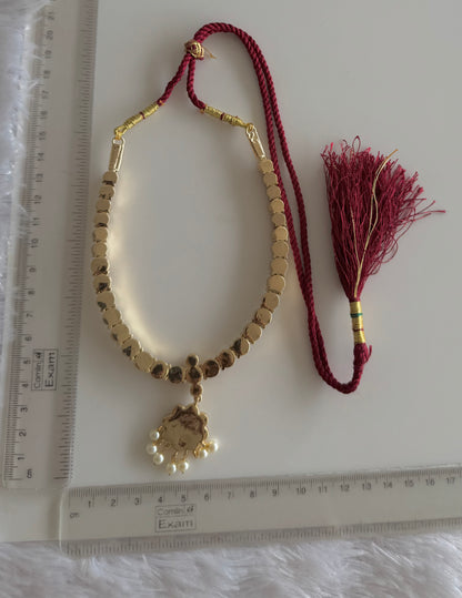 Gold tone AD white stone attigai/necklace dj-51454