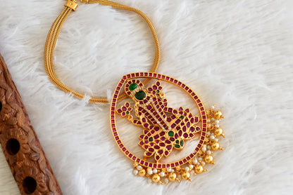 Matte finish kemp-green big Ma Lakshmi pendant necklace dj-51812