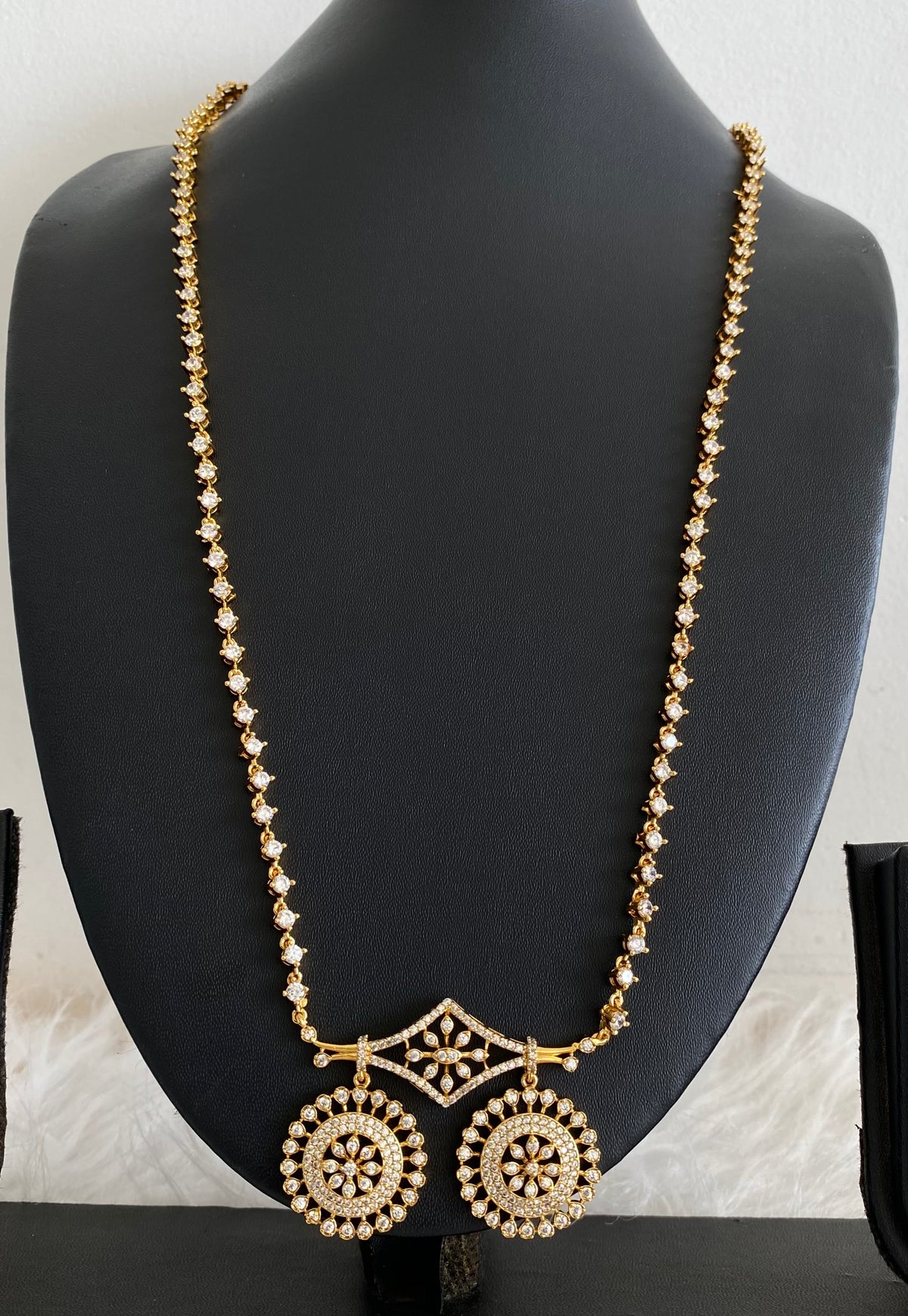 Antique gold tone white stone mangalyam/haar dj-54822