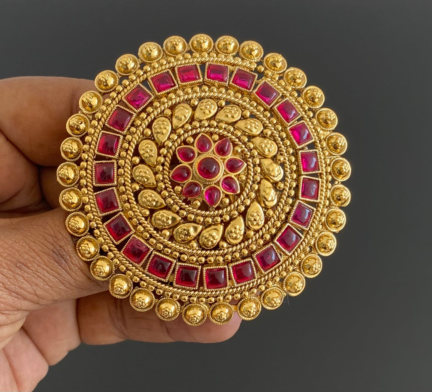 Antique gold tone kemp round hair jewel (rakodi) dj-53634