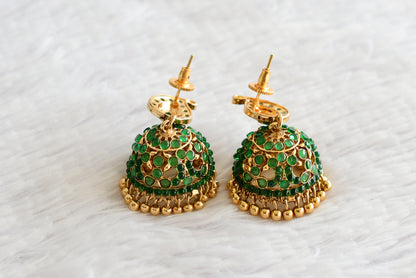 Antique gold tone green mango peacock jhumkka dj-51866