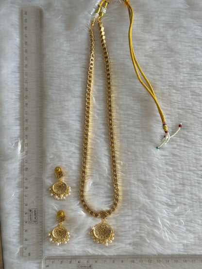 Gold tone purple South Indian style haar set dj-51677