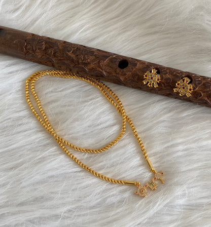 Gold tone 24 inches chain with shanku-nama-chakra pendant set dj-54311