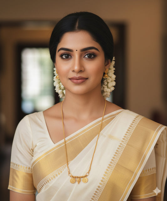 Gold tone 24 inches kerala style elakka thali Om mangalyam dj-52231