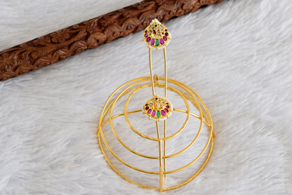 Gold tone kemp-green bun cage-hair accessory with stick Dj-52332