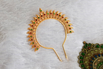 Gold tone kemp-green mango hair jewel/pin dj-52349