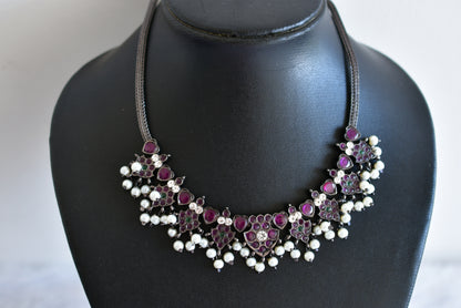 Black finish precious kemp-green pearl necklace dj-51766