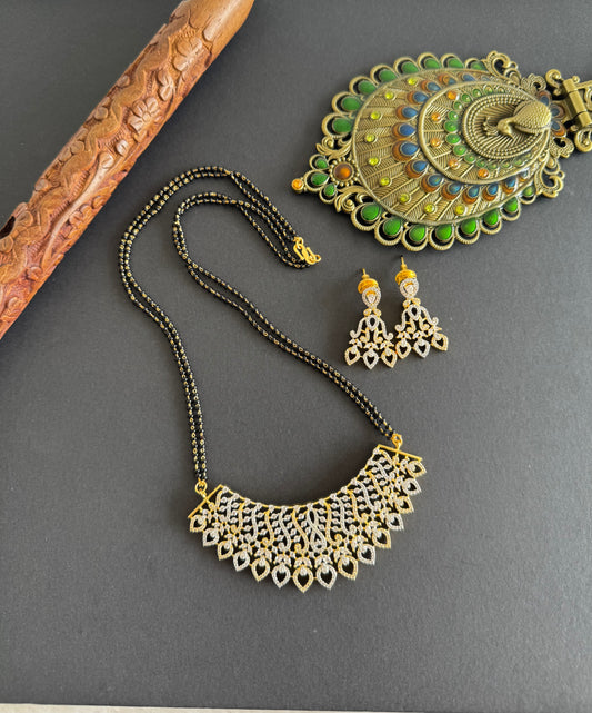 Two tone cz white stone 18 inches mangalsutra set dj-52062