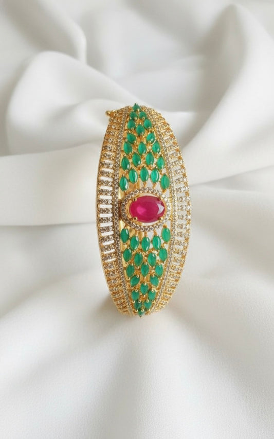 Gold Tone Cz green ruby Lock type Bracelet DJ26281