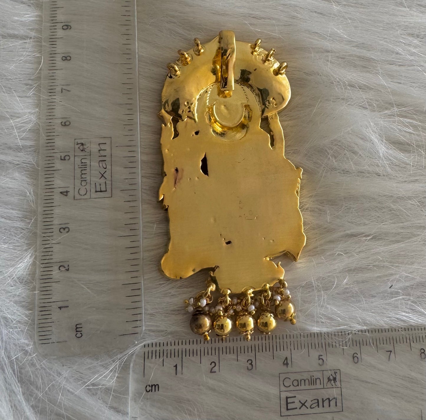 Gold tone Navarathna Narasimmha jadau pendant dj-51329