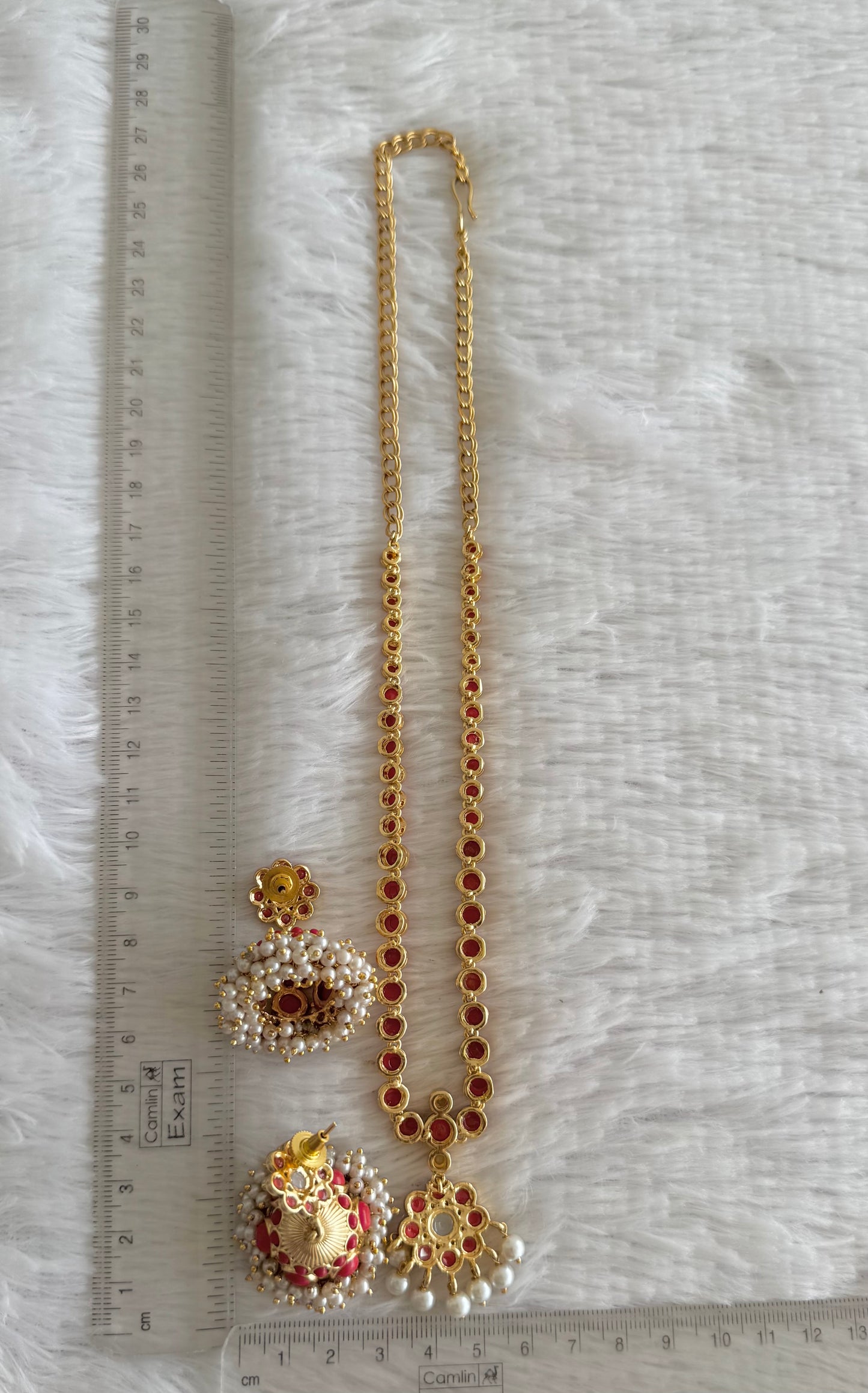 Matte finish coral pearl flower necklace set dj-52081