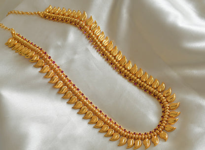 Gold look alike AD pink stone mango haar dj-51952