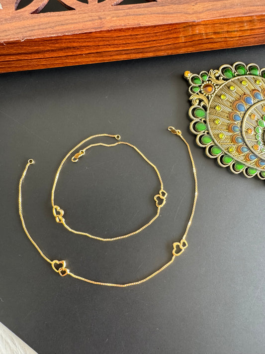 Gold tone 10.5 inches heart anklets dj-51299