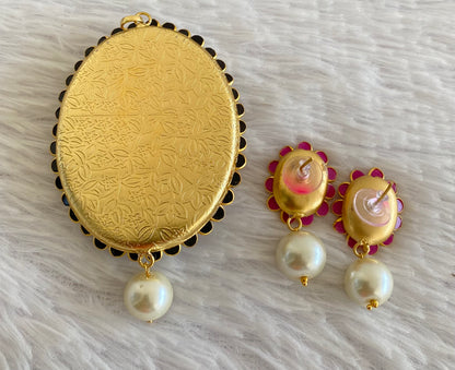 Gold tone pacchi flower pendent set dj-52957