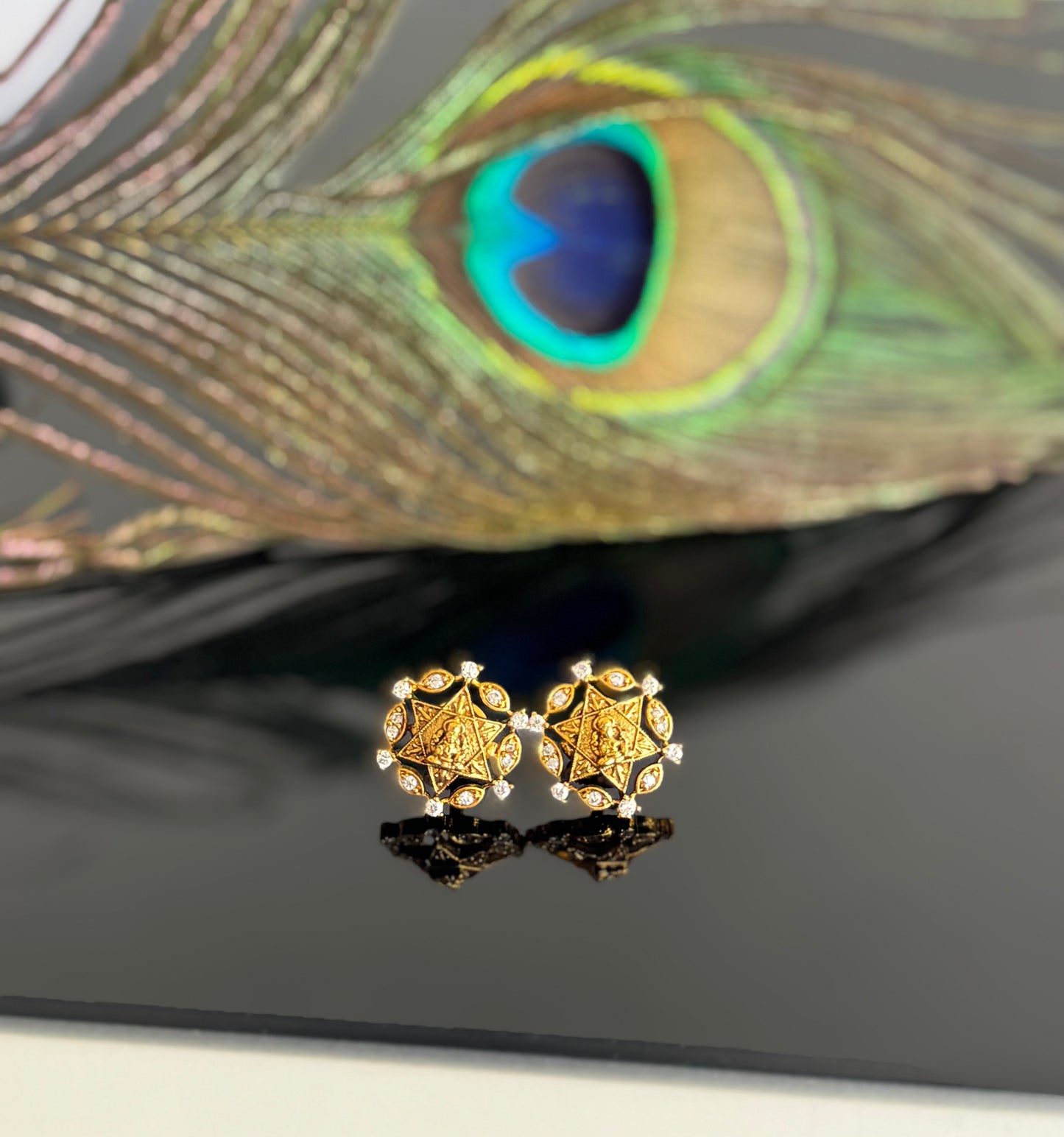 Matte finish white lakshmi star stud/earrings dj-51580