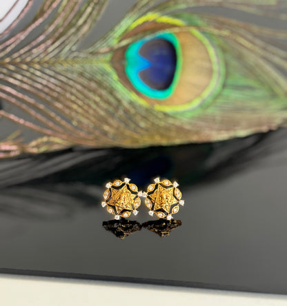 Matte finish white lakshmi star stud/earrings dj-51580