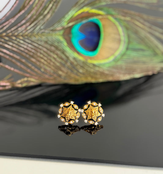 Matte finish white lakshmi star stud/earrings dj-51580