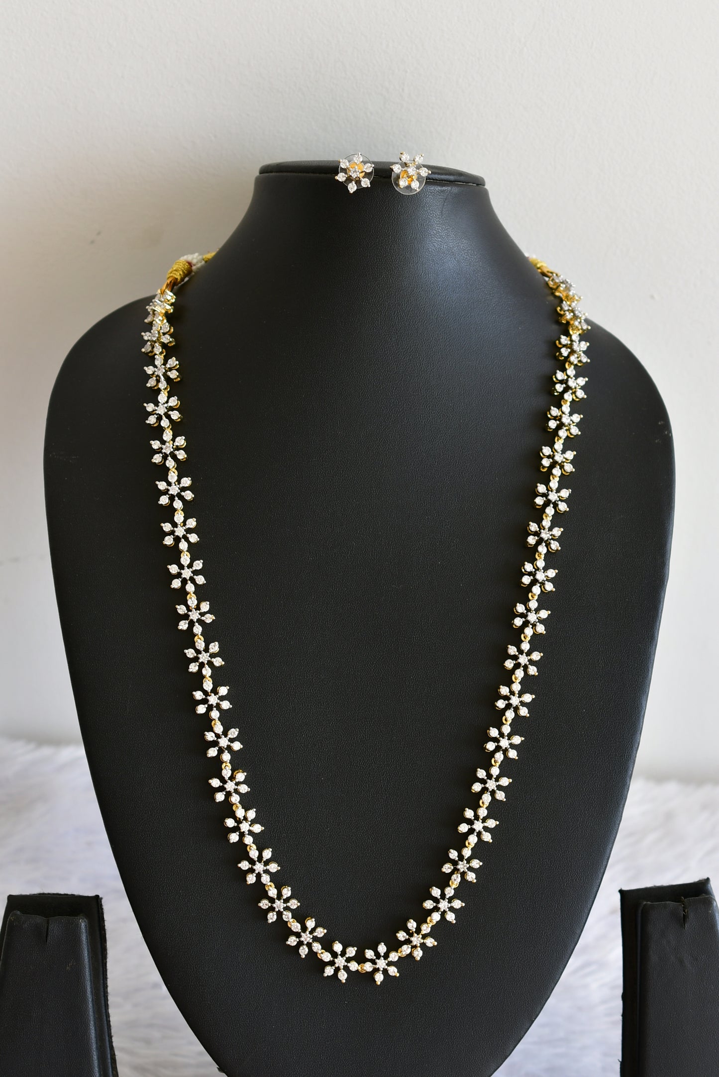 Two tone cz white flower haar set dj-51983