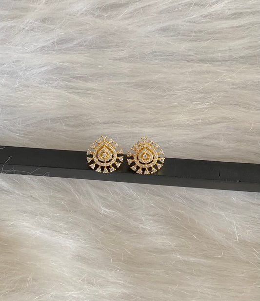 Gold tone cz white stone small stud/earrings dj-54634