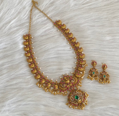 Gold look alike kundan jadau short haar set dj-54606