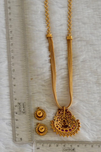 Matte finish kemp-green Lakshmi pendant necklace set dj-51820