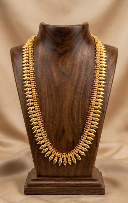 Gold tone pink stone kerala style heart haar dj-53171