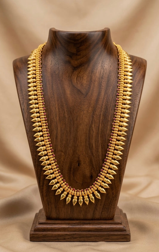 Gold tone pink stone kerala style heart haar dj-53171