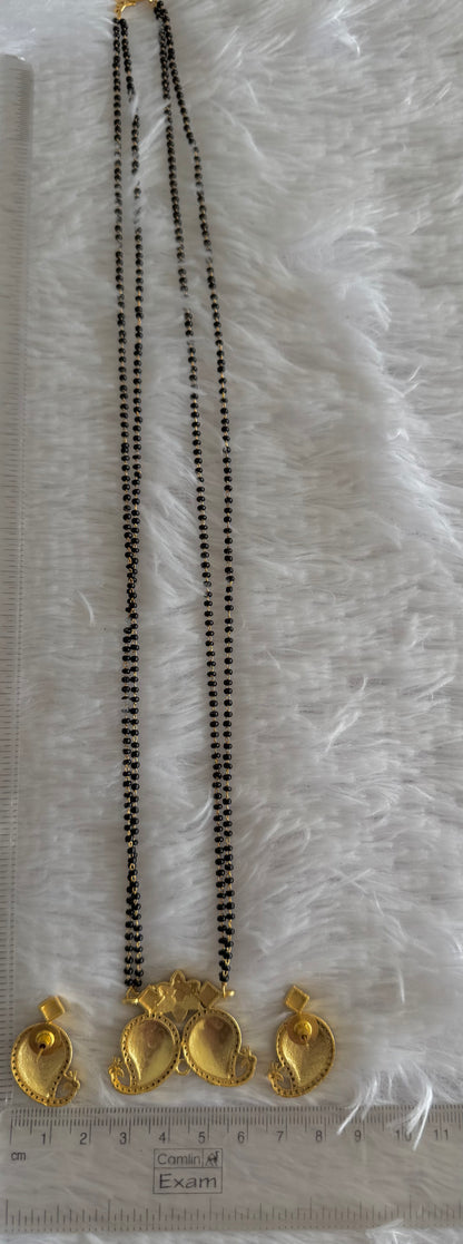 Matte finish pink-green-white kundan jadau mango 24 inches mangalsutra set dj-51540