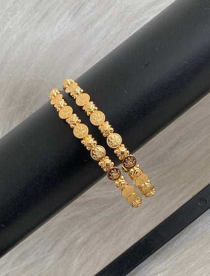 Gold tone lakshmi coin bangles(2.4) Dj-55177